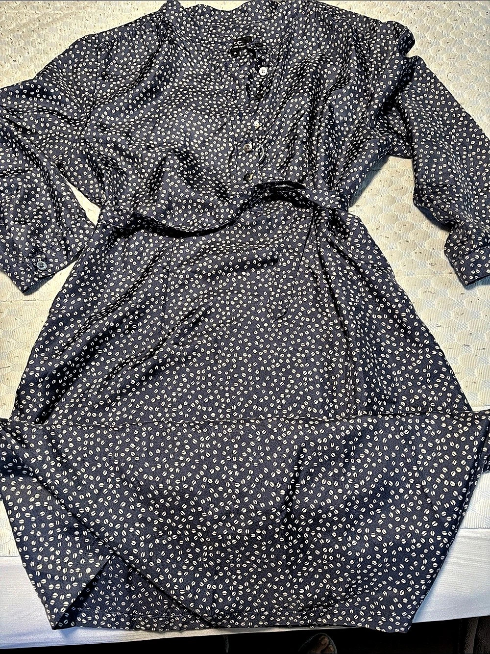 A.P.C. Printed Button-Front Midi Dress Blue & White XS